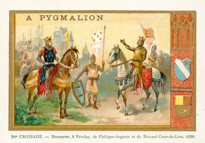 Treffen von Philipp August und Richard Löwenherz in Vézelay, 3. Kreuzzug, 1190 von French School